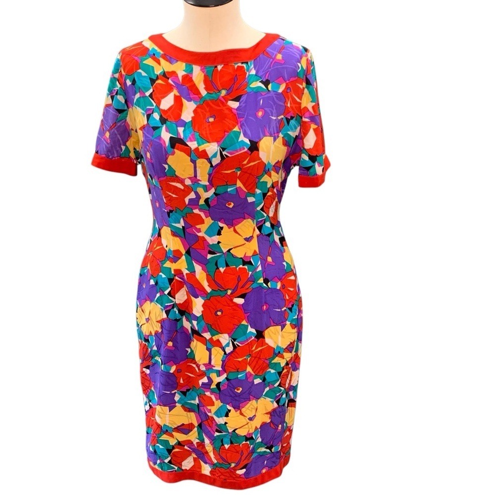 ADRIANA PAPELL Floral Silk Sheath Mini Dress - Size 6
